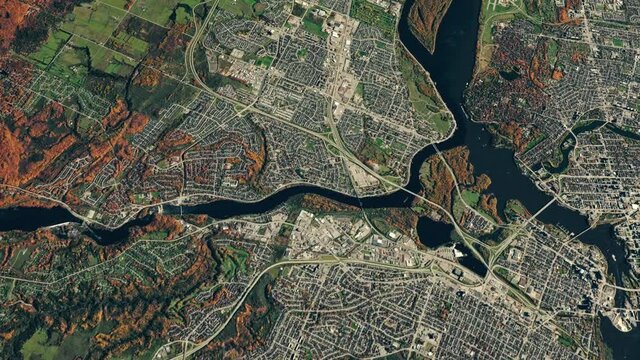 Ottawa capital of Canada viewed from space from a satellite. Contains public domain image by NASA.