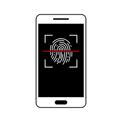 Smartphone unlocking icon. Fingerprint scan icon. Vector illustration.