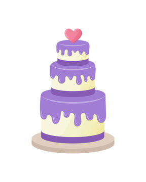 Wedding cake isolated on white background. Vector illustration
