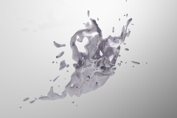 Obraz premium Abstract white liquid drops splashing on a white background - illustration, computer generated 3D rendered image