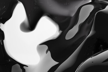 Abstract black liquid drops splashing on a white background - illustration, computer generated 3D rendered image