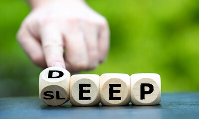 Cubes form the expression "sleep deep".