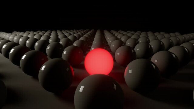 abstract background with balls. concept art. red and black. glowing ball. 3D rendering.
