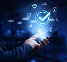 Standards quality control certification business technology concept.