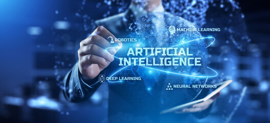 Fototapeta na wymiar AI artificial intelligence deep machine learning. Smart technology, innovation, automation concept.