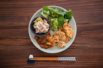 自炊　チキンのカツレツ　ワンプレート料理