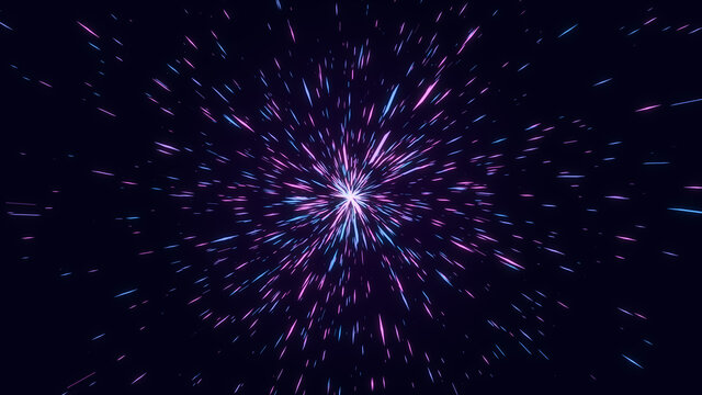 abstract pink and blue geometric diamond shape star explosion, fantastic glow starburst line beam tunnel, creative geometry digital graphic background