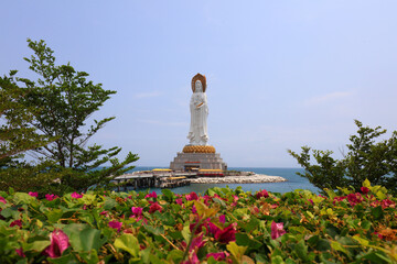 Guanyin sculpture on the sea in Nanshan tourist area, Sanya City, Hainan Province, China