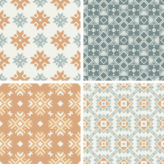 Set of Geometrical Ornaments Seamless Patterns