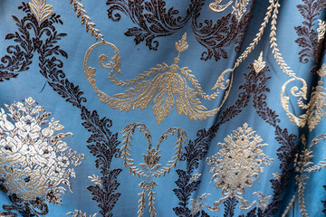 Background, fabric texture. Blue colour