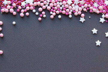 sprinkling pastry shop on gray background