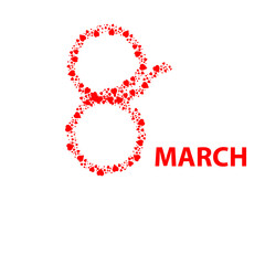 Greeting cards with hearts .International womans day . 8 march . Handwritten lettering typography