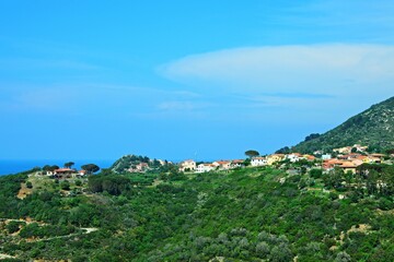 Naklejka na ściany i meble Italy-view on village Colle D´orano on the island of Elba