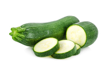 zucchini with slice isolated on white background