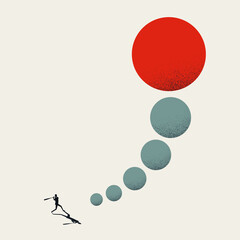 Business success and growth vector concept. Symbol of achievement, hitting goals, objectives.