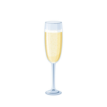 Champagne wine glass. Vector illustration cartoon flat icon isolated on white background.