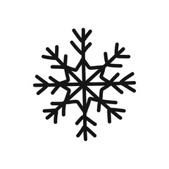 snowflake doodle icon, vector black line illustration