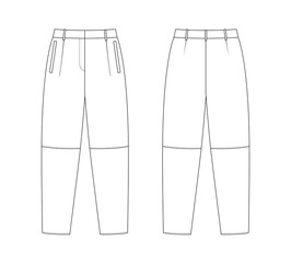 Fashion technical drawing of slouchy pants.