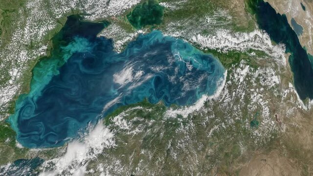 The black sea and the countries around it viewed from space from a satellite.Contains public domain image by NASA.