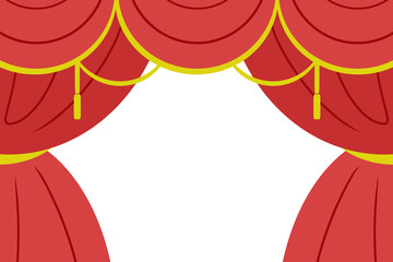 豪華なカーテンのフレーム　長方形　赤