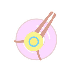 woman with float floating in water