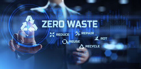 Zero waste. 5R. Nature, Ecology concept on virtual screen.
