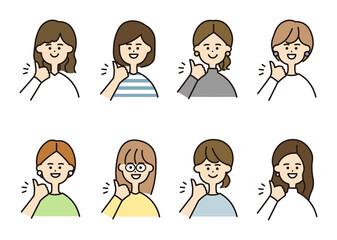 女性　グーポーズ　バストアップ　セット