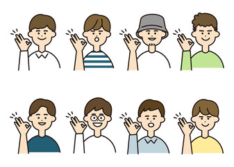 男性　okポーズ　バストアップ　セット