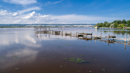 Fototapeta premium Old fishing dock at the Varna lake, Bulgaria