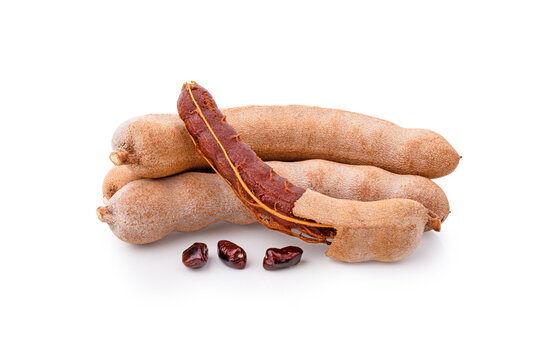 Sweet ripe tamarind with isolated on a white background.