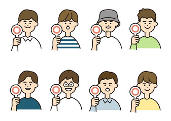 男性　okポーズ　バストアップ　セット