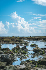 沖縄の大空と海と岩