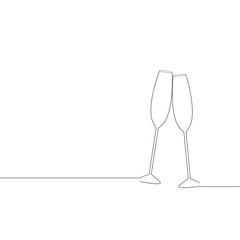 Two wine glasses cheers isolated on white background. For party card and ad. Useful for advertisement, marketing and advert. Two wine glasses vector illustration