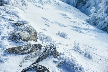 Fototapeta na wymiar mountain landscape in the winter season . 