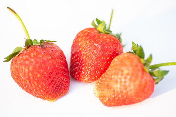 Close up strawberry on white background.