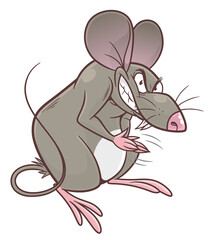 Cartoon mouse rubbing hands and laughing. Cartoon pest mouse series.