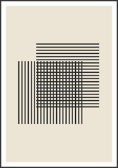 Minimal 20s geometric design poster, vector template with primitive shapes