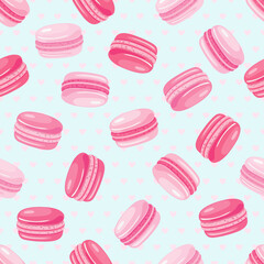 Seamless pattern of colorful macaroon cakes. Texture for fabric, wrapping, wallpaper. Decorative print.