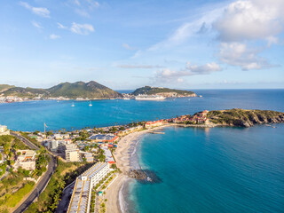 Naklejka premium The caribbean island of St.Maarten landscape and Citiscape.