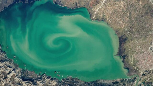 Lake Skadar in Montenegro Viewed from space areial. Contains public domain image by NASA.