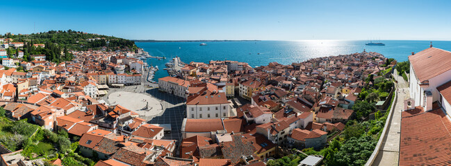 Panormama of the old town of Piran