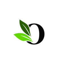 Letter O Logo with Green Leaves, Nature Logo/Icon Design Template.