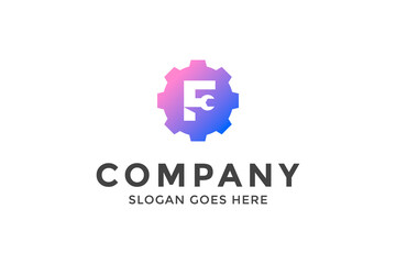 Letter F and construction logo design.Letter F wrench logo  template.