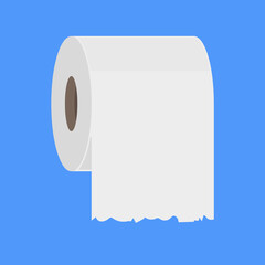 Toilet paper roll flush icon. Vector toilet paper tissue isolated towel flat tape