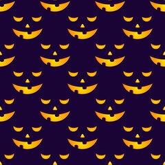 Vector pattern for Halloween. Illustration of scary pumpkin lights. Objects on a dark background