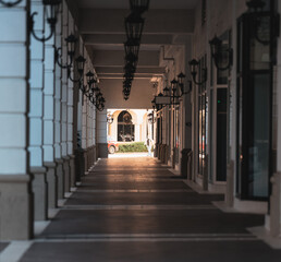 corridor in the old town tunnel perspective 