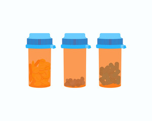 Packaging pills in boxes. Vector illustration of the packer's work. Medicine, pharmacy, drugs.