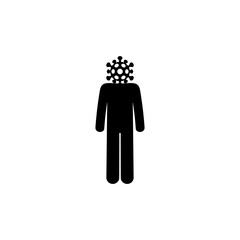coronavirus icon, humanization of the virus, pictogram stick figure man sick, isolated symbol