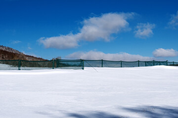 French winter landscapes. Panoramic view of mountain peaks and canyons. Vercors Regional Natural...