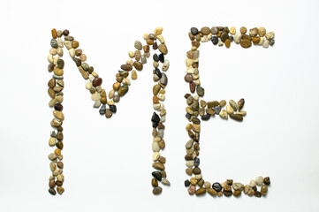 Love pebbles stone on white background isolated concern love and Valentine's day concept in February